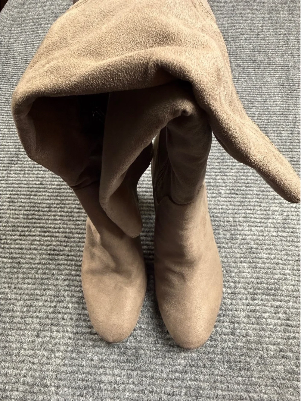 Circus NY Taupe Knee High Boots Block Heel Stretch Zip Women’s Size 8.5 M